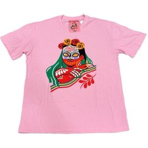 Urban Outfitters Womens Dia Pacheco x Golden Hour Pink Size M Mexican Artist Tee